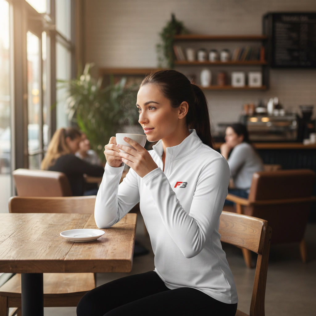 F3 WHITE QUARTER-ZIP PULLOVER